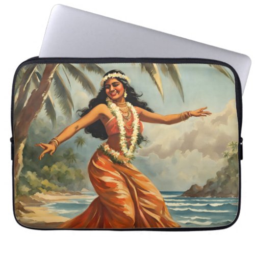 Vintage Style Hawaiian Travel Hula Girl Dancing Laptop Sleeve