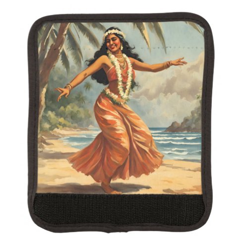 Vintage Style Hawaiian Travel Hula Girl Dancing Luggage Handle Wrap