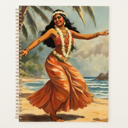 Vintage Style Hawaiian Travel Hula Girl Dancing Planner