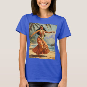 Vintage Style Hawaiian Travel Hula Girl Dancing T-Shirt