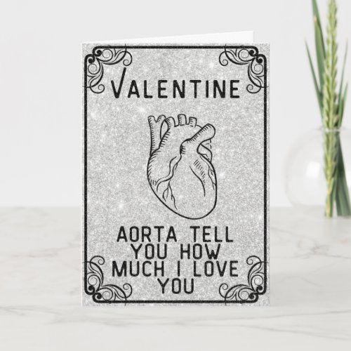 Vintage Style Heart Funny Glitter Valentine Card