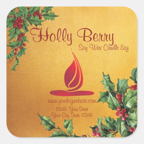 Vintage Style Holly Berry Christmas Candle Label