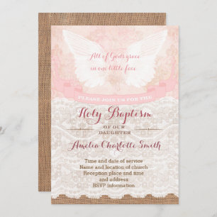 Vintage style Holy Baptism Invitations for Girl