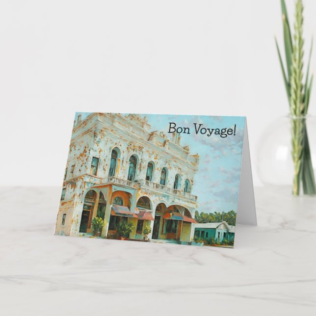 Vintage Style Hotel Art Vacation Wishes Card (Front)