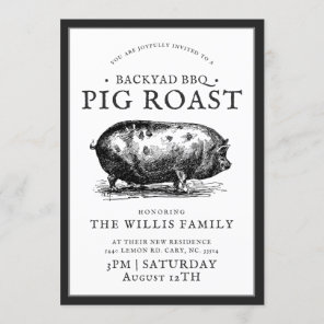 Vintage Style | Housewarming BBQ Pig Roast Party Invitation