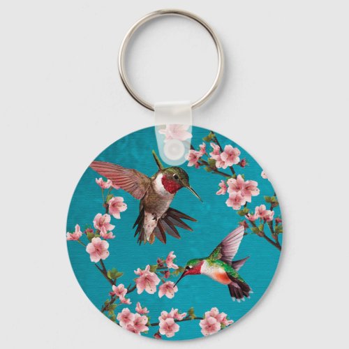Vintage Style Hummingbird Painting Keychain