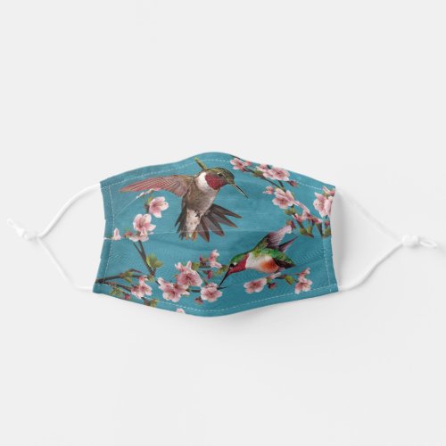 Vintage Style Hummingbirds  Blossoms Adult Cloth Face Mask