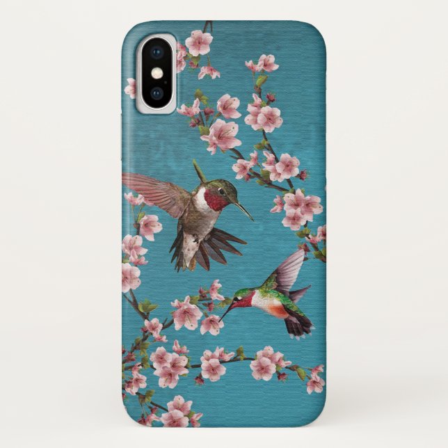 Vintage Style Hummingbirds & Blossoms Case-Mate iPhone Case (Back)