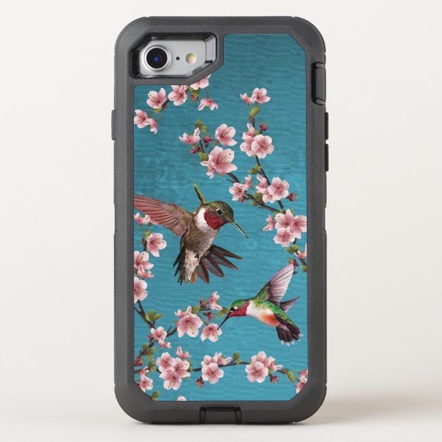 Vintage Style Hummingbirds & Blossoms Otterbox iPhone Case (Back)
