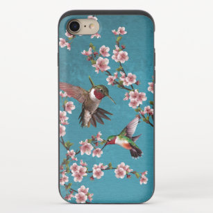 Vintage Style Hummingbirds & Cherry Blossoms iPhone 8/7 Slider Case
