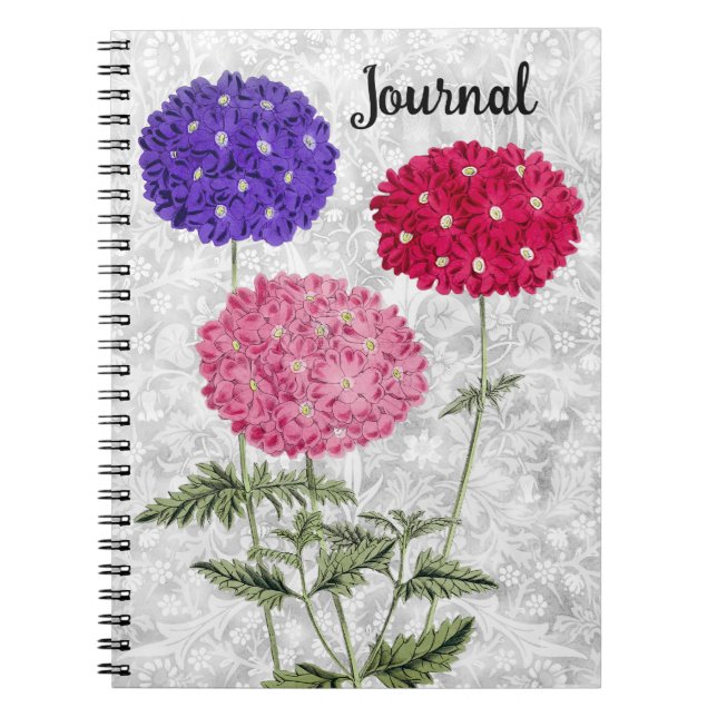 Vintage Style Hydrangea Flowers Journal Notebook (Front)