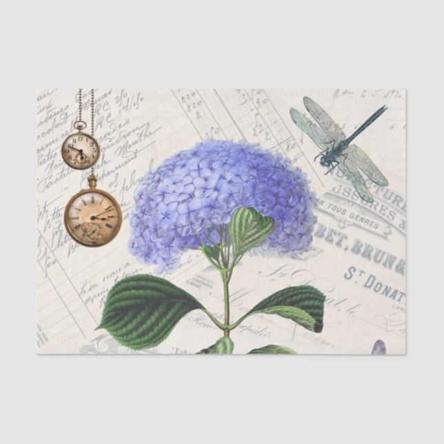 Vintage Style. Hydrangea. Tissue Paper (Front)