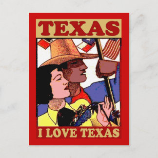 Vintage Style I Love Texas Postcard