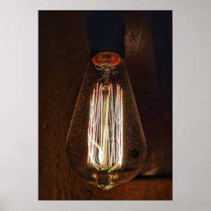 Vintage style incandescent light bulb poster