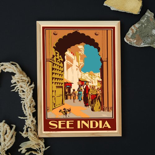 Vintage Style India Arch Travel Poster