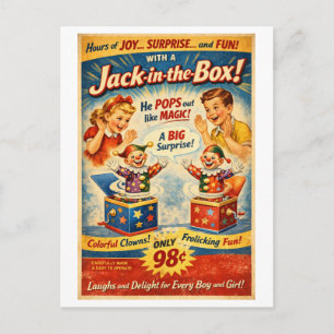 Vintage-Style Jack in the Box Advertisement Postcard