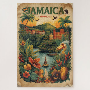 Vintage Style Jamaica Travel Illustration Jigsaw Puzzle