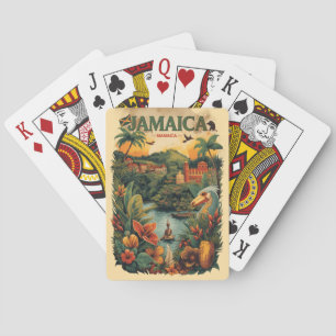 Vintage Style Jamaica Travel Illustration Poker Cards