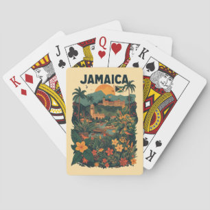 Vintage Style Jamaica Travel Illustration Poker Cards