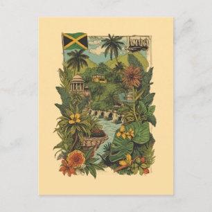 Vintage Style Jamaica Travel Illustration Postcard