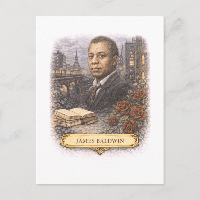Vintage-Style James Baldwin Writer Postcard (Front)