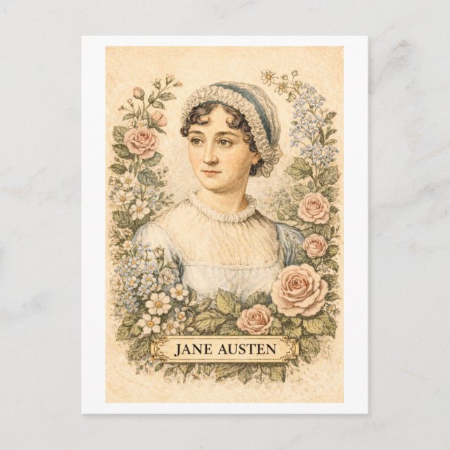 Vintage-Style Jane Austen Writer Postcard (Front)