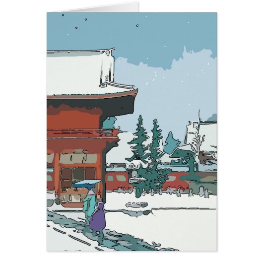 Vintage Style Japanese Snow Print Cards (Front)