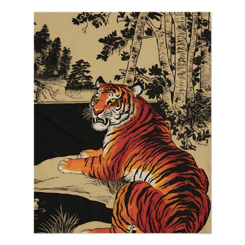 Vintage Style Japanese Tiger Poster