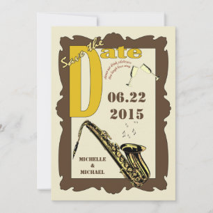 Vintage Style Jazz Save the Date Invitation