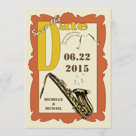 Vintage Style Jazz Save The Date Invitation