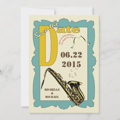 Vintage Style Jazz Save the Date Invitation