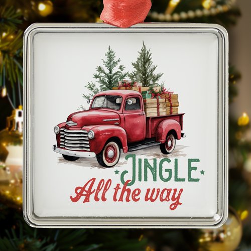 Vintage Style Jingle All The Way Christmas Metal Ornament