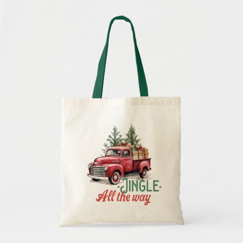 Vintage Style Jingle All The Way Christmas Tote Bag