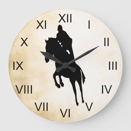Vintage Style Jumping Silhouette Horse Large Clock