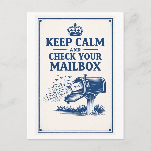 Vintage-Style "Keep Calm" Mailbox  Postcard (Front)