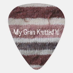 vintage style knitted brown stripes fun guitar pic pick
