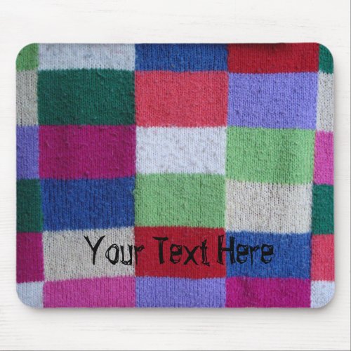 vintage style knitted patchwork colorful squares mouse pad