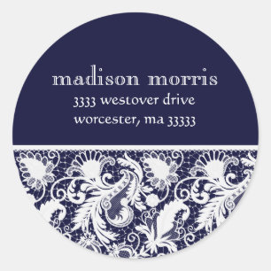 Vintage Style Lace Accent Return Address Classic Round Sticker
