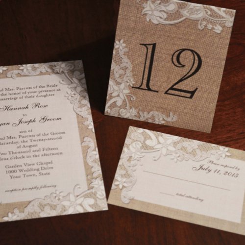 Vintage Style Lace Design Table Number Custom Announcements