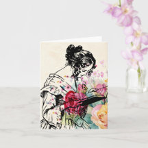 Vintage style Lady reading Book Card