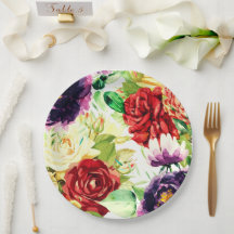 Vintage Style Large Watercolor Flowers