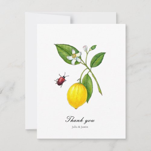 Vintage style Lemon watercolor  Thank You Card