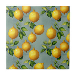 Vintage Style Lemons Pattern Wallpaper Art Ceramic Tile