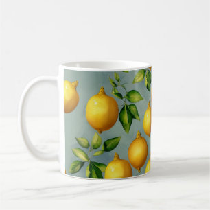 Vintage Style Lemons Pattern Wallpaper Art Coffee Mug