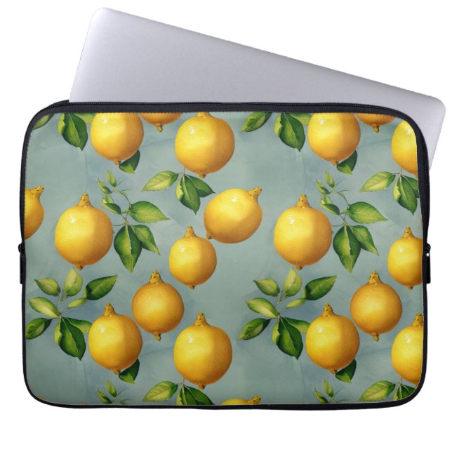 Vintage Style Lemons Pattern Wallpaper Art Laptop Sleeve (Front)
