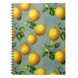 Vintage Style Lemons Pattern Wallpaper Art Notebook