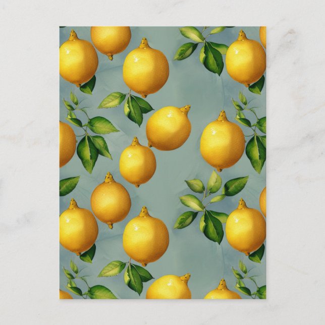 Vintage Style Lemons Pattern Wallpaper Art Postcard (Front)