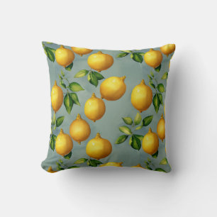 Vintage Style Lemons Pattern Wallpaper Art Throw Pillow