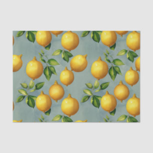 Vintage Style Lemons Pattern Wallpaper Art Tissue Paper