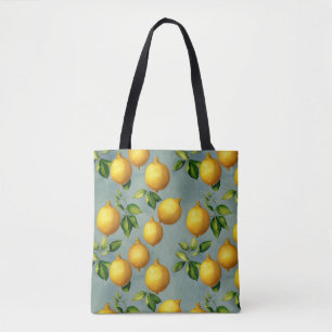 Vintage Style Lemons Pattern Wallpaper Art Tote Bag